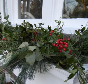 The window boxes filled for the Holidays.